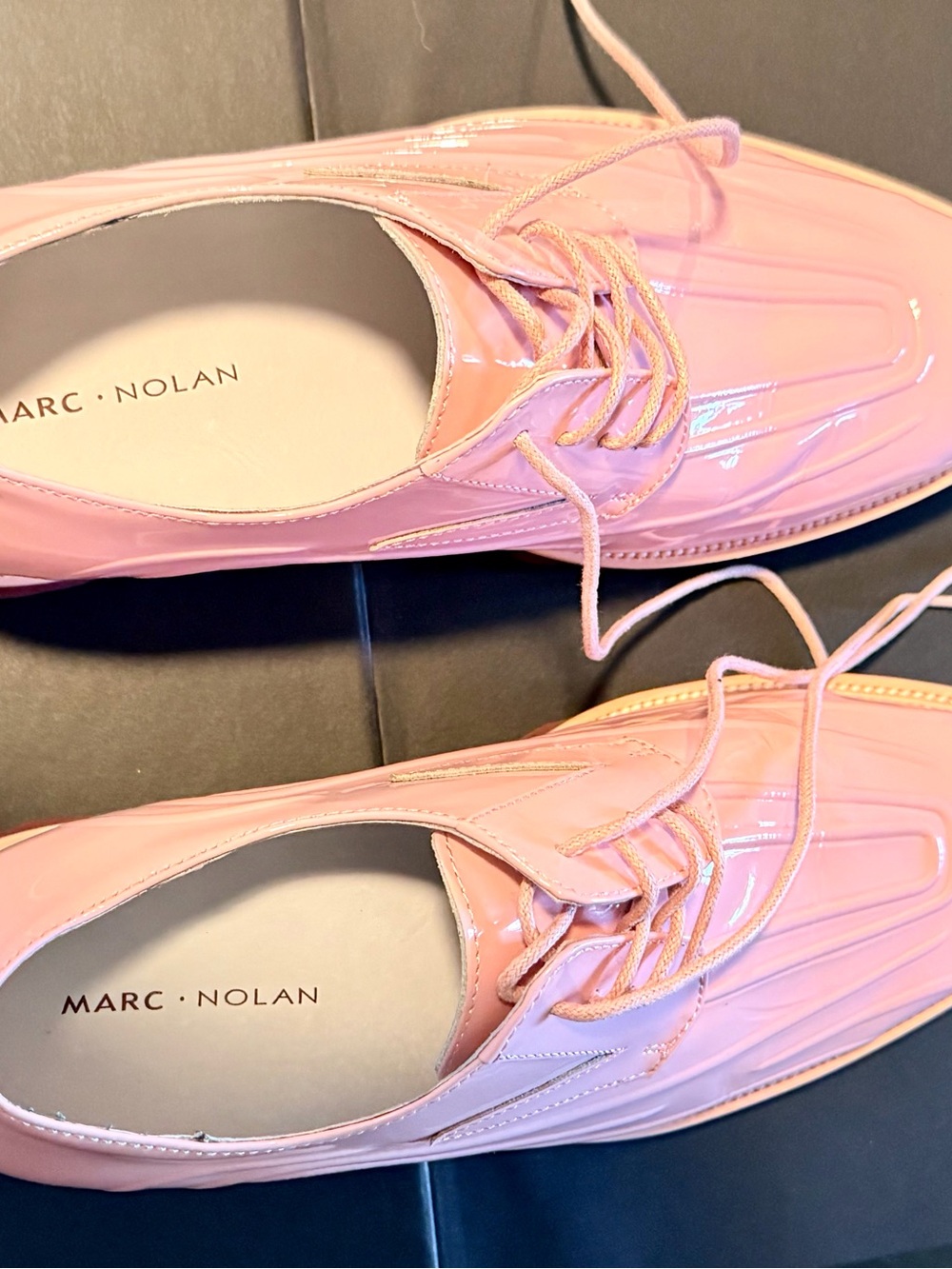 Marc Nolan Pink Patent Leather Derby Shoes